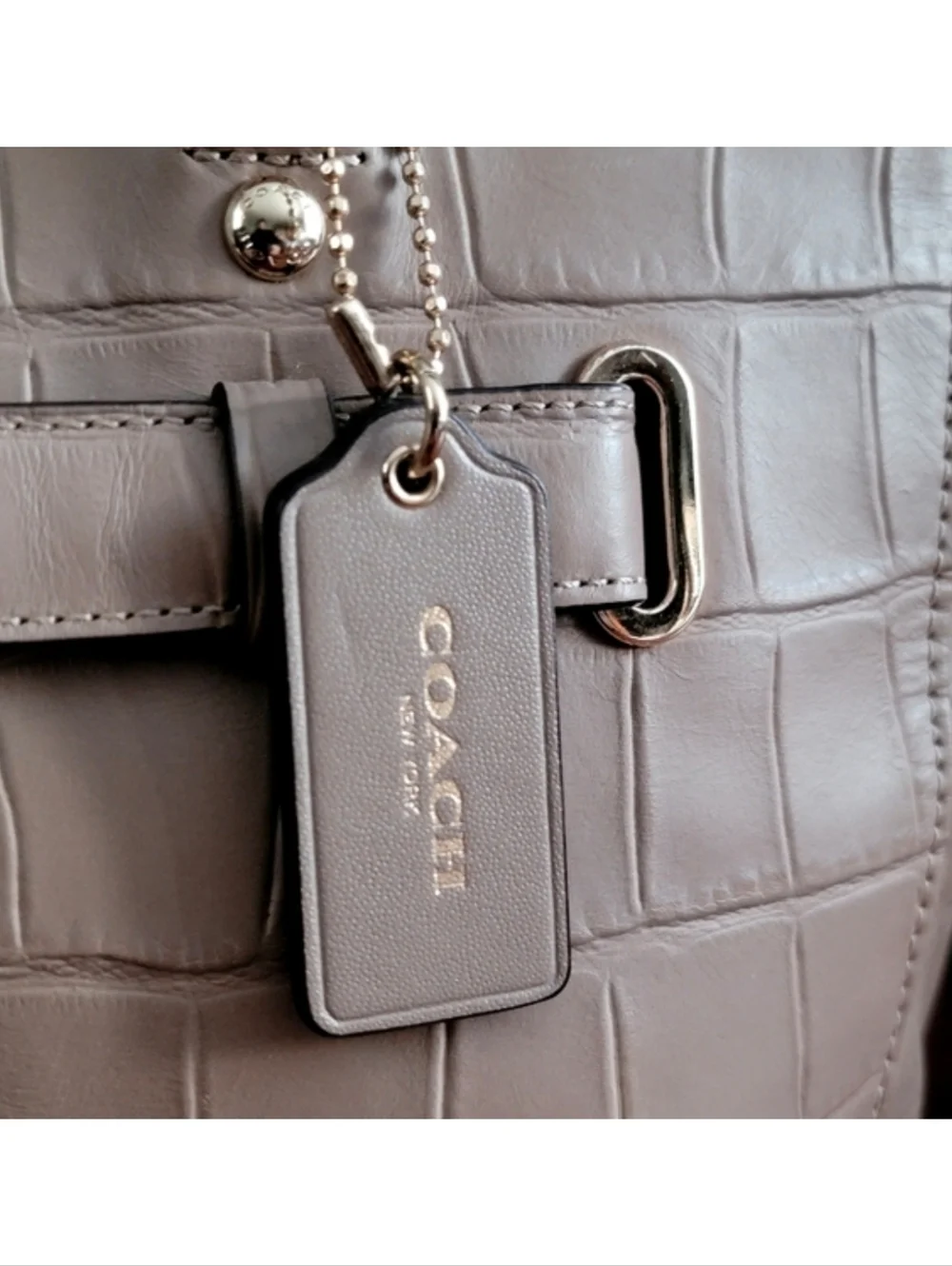 Coach F37099 Blake Croc Embossed Leather Carryall Satchel Crossbody Bag